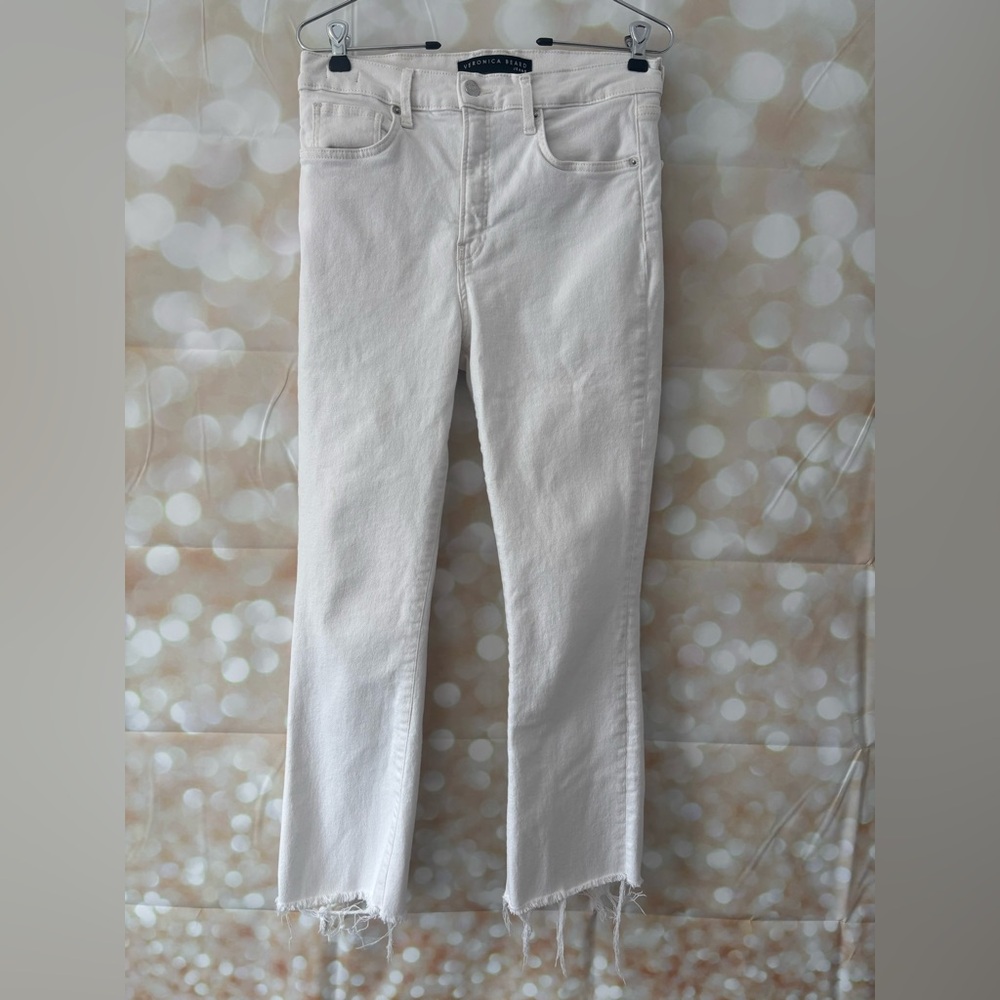Veronica Beard White Carly Kick Flare Jeans